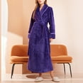 thumbnail image 2 of BLVB Womens Fleece Long Robe Soft Warm Bathrobe Full Length Fuzzy Plush Loungewear Belted Bathrobes with Pockets, 2 of 7