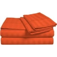 thumbnail image 3 of RV Short Queen Size 500-Thread-Count 4-PCs Bed Sheet Set, Luxury Egyptian Cotton Sheet Set – Soft, Durable & Breathable Bedding, Fits Mattress Upto 13-15" Deep Pocket, Stripe Orange, 3 of 6