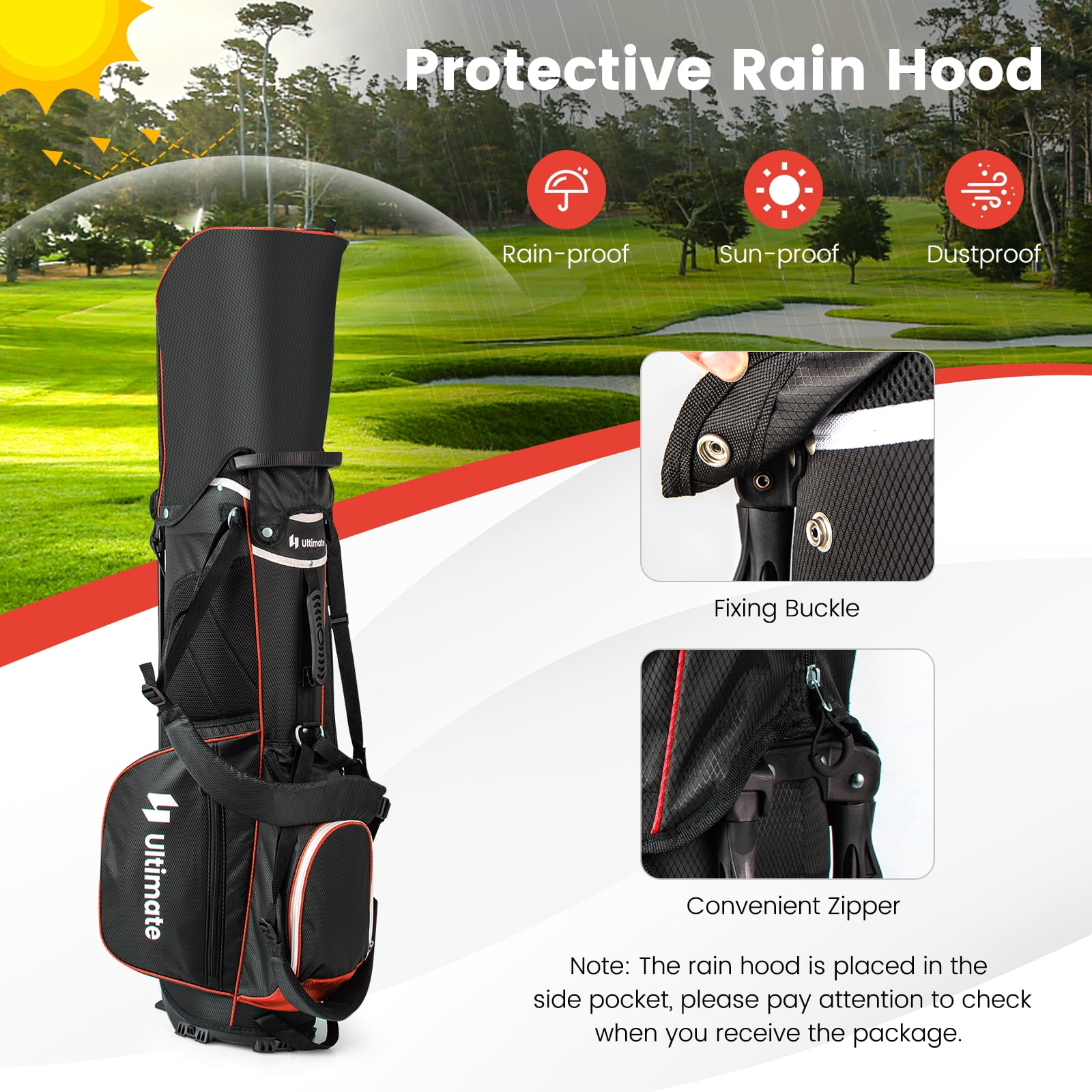 Topbuy 14-Way Top Divider Golf Bag with Stand Lightweight Golf Stand Bag with Dual Shoulder Straps Red