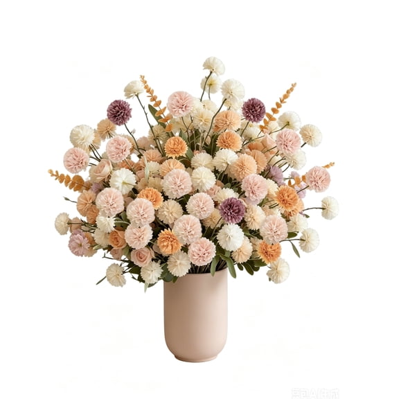 Miracliy 19-Stems Artificial Marigold and Eucalyptus Mixed Autumn Fake Flowers, Multi-Color Faux Floral Bouquet for Home Table Vase Decor