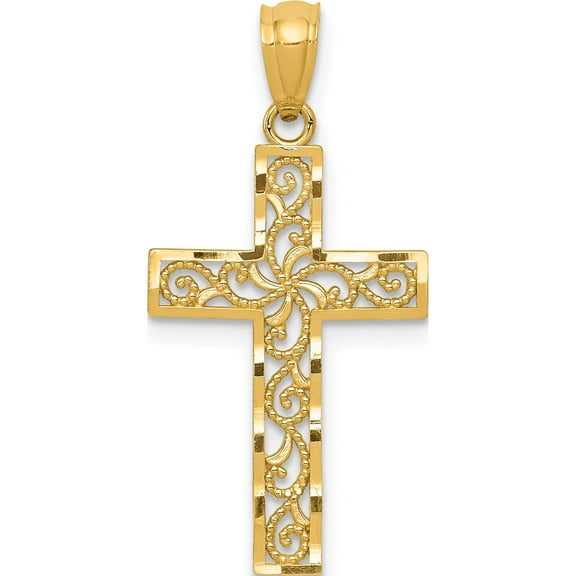 14K Yellow Gold Cross Pendant (27 X 13) Made In United States xr1207