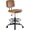 Brown, variant on Armless Drafting Chair with Adjustable Footrest Ring, Low Back Office Stool for Standing Desk, Ergonomic PU Leather Swivel Rolling Chair 350 lbs