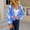 Blue, variant on Women's Cute Flower Cropped Cardigan Long Sleeve V Neck Open Front Floral Knit Sweater Tops Winter Warm Fuzzy Cropped Sweater Coats,S,Pink