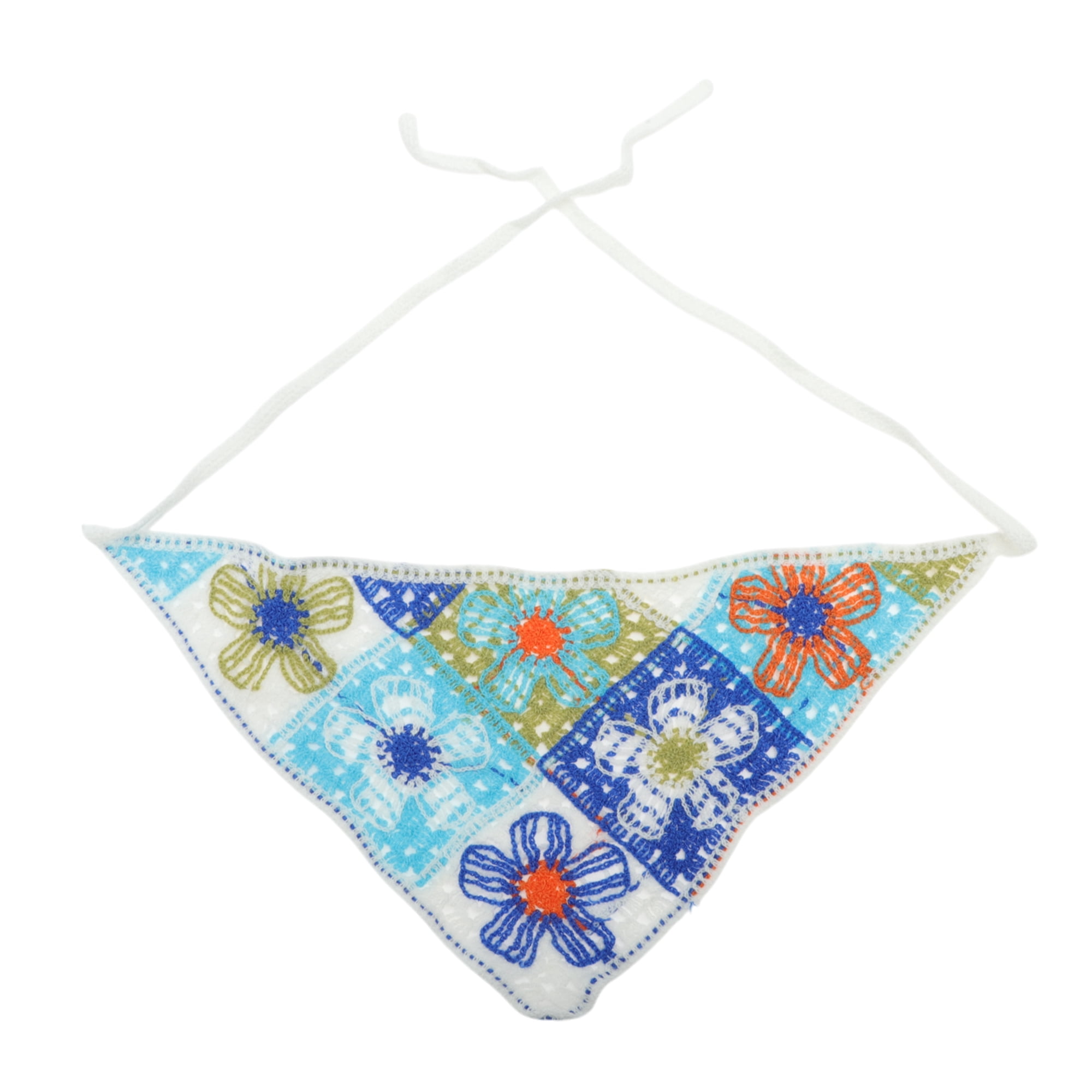 Unique Bargains Knitted Triangle Bandana 2 Pcs Blue Pink