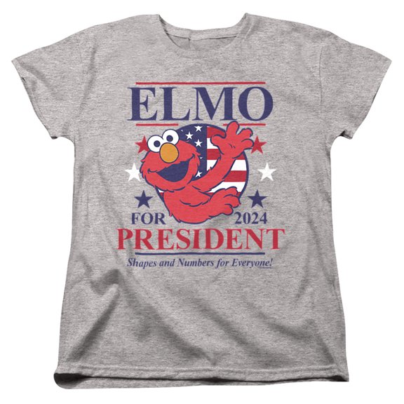 Sesame Street Elmo for President 2024 Women's T Shirt, Athletic Heather, Large