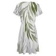 thumbnail image 5 of Sage Green Botanical Dress Summer Street Style Dresses Female Short Sleeve Printed Sundress, 5 of 7
