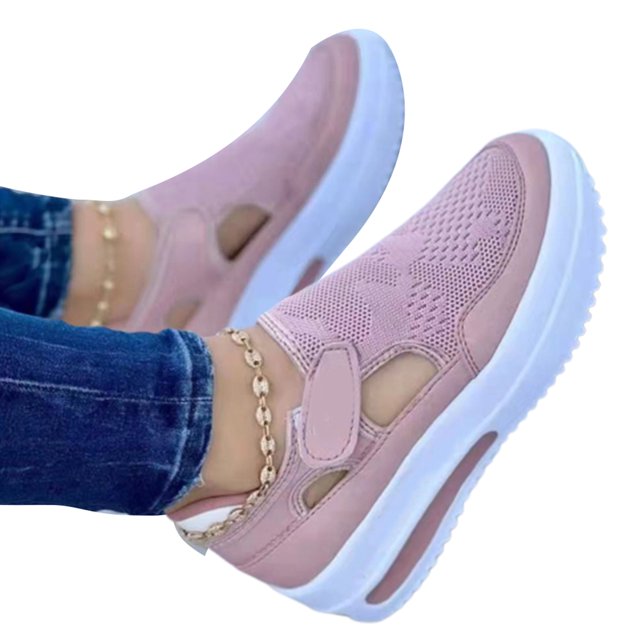 Espadrilles à Plateforme Compensée pour Femmes, Chaussures Plates à Enfiler avec Crochet et Boucle