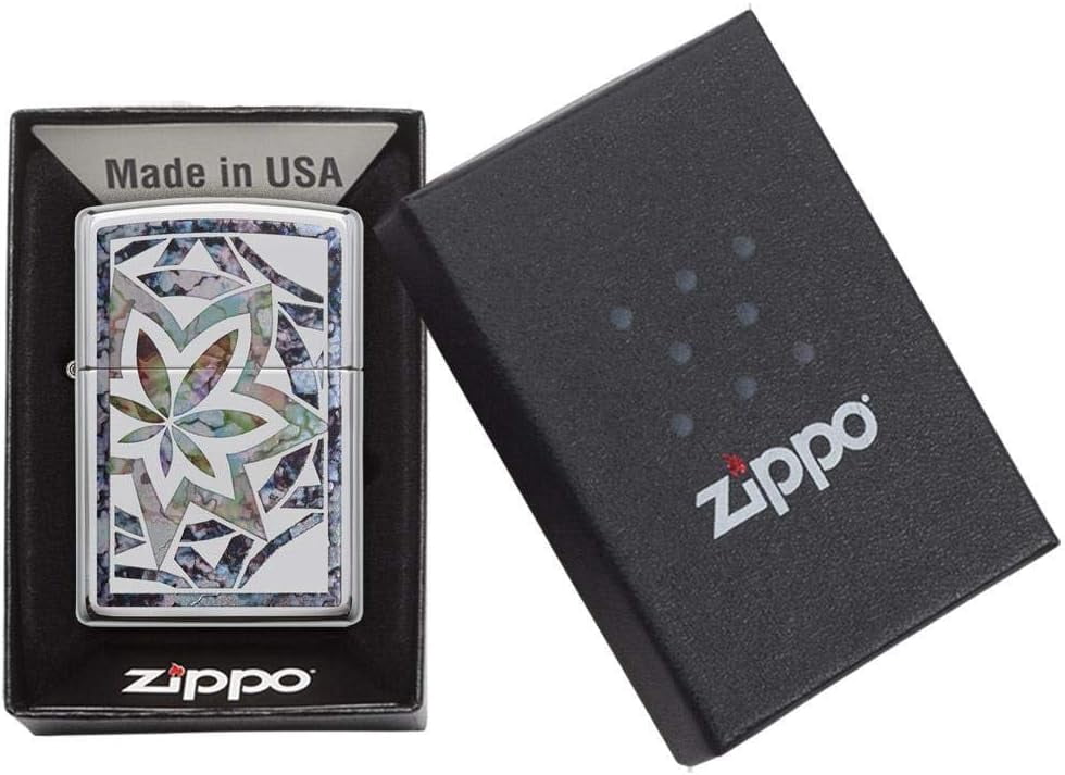 Zippo Lighter - Personalized Customize Message Engrave on Backside for Chrome Fusion Leaf Art #29727