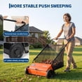 thumbnail image 3 of 26 Inch Push Lawn Sweeper – Heavy Duty Steel Frame, 4 Adjustable High-Speed Brushes, 7 Cu Ft Large Capacity – Manual Leaf and Grass Collector for Lawn, Garden, Patio, Driveway, 3 of 7
