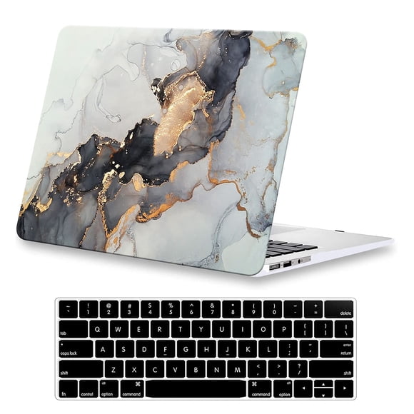 Kerom Compatible Con Macbook Air De 13 Pulgadas Funda 2021 2021 2020 2019 2018 Versión M1 A2337 A2179 A1932 Carcasa Rígida Protectora De Plástico Y Cubierta Para Teclado Con Logotipo Recortado Mármol