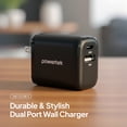 thumbnail image 3 of Powertek 20W USB-C PD + USB-A Dual Port Wall Charger, Black, 3 of 7