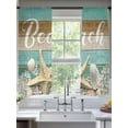 thumbnail image 2 of Ocean Beach Sheer Curtains for Living Room Bedroom, Starfish Shell Coral Teal Brown Ombre Wood Grain Light Filtering Sheer Curtains, Rod Pocket Voile Window Drapes, 2 Panels Set 52"x 63", 2 of 7