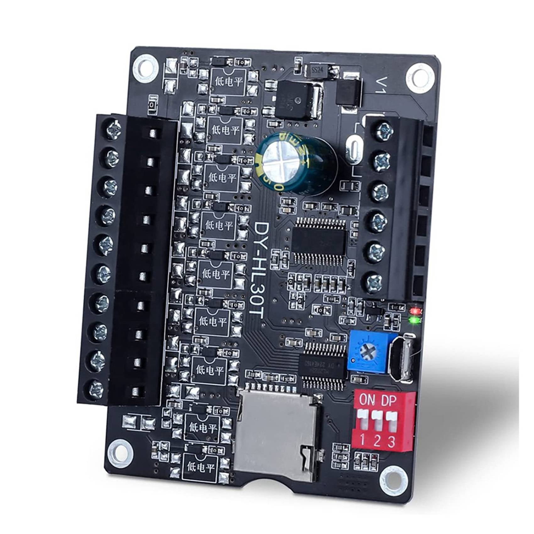 2X 30W MP3 Voice Playback Module DY-L30T 9 Trigger Music Player Power Amplifier Board TF Card 32G Max WAV DC 12V 24V A,2 x Player power amplifier,Black