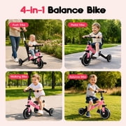 WLRETMCI Toddler Balance Bike for Boys and Girls Age 2 to 5 Years, 12 Inch Kids Training Balance Bicycle with Adjustable Seat and Handlebar, Pink