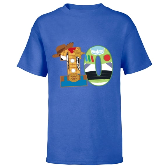 Disney and Pixar’s Toy Story Tenth Birthday 10 Years Old - Short Sleeve T-Shirt for Kids - Customized-Royal