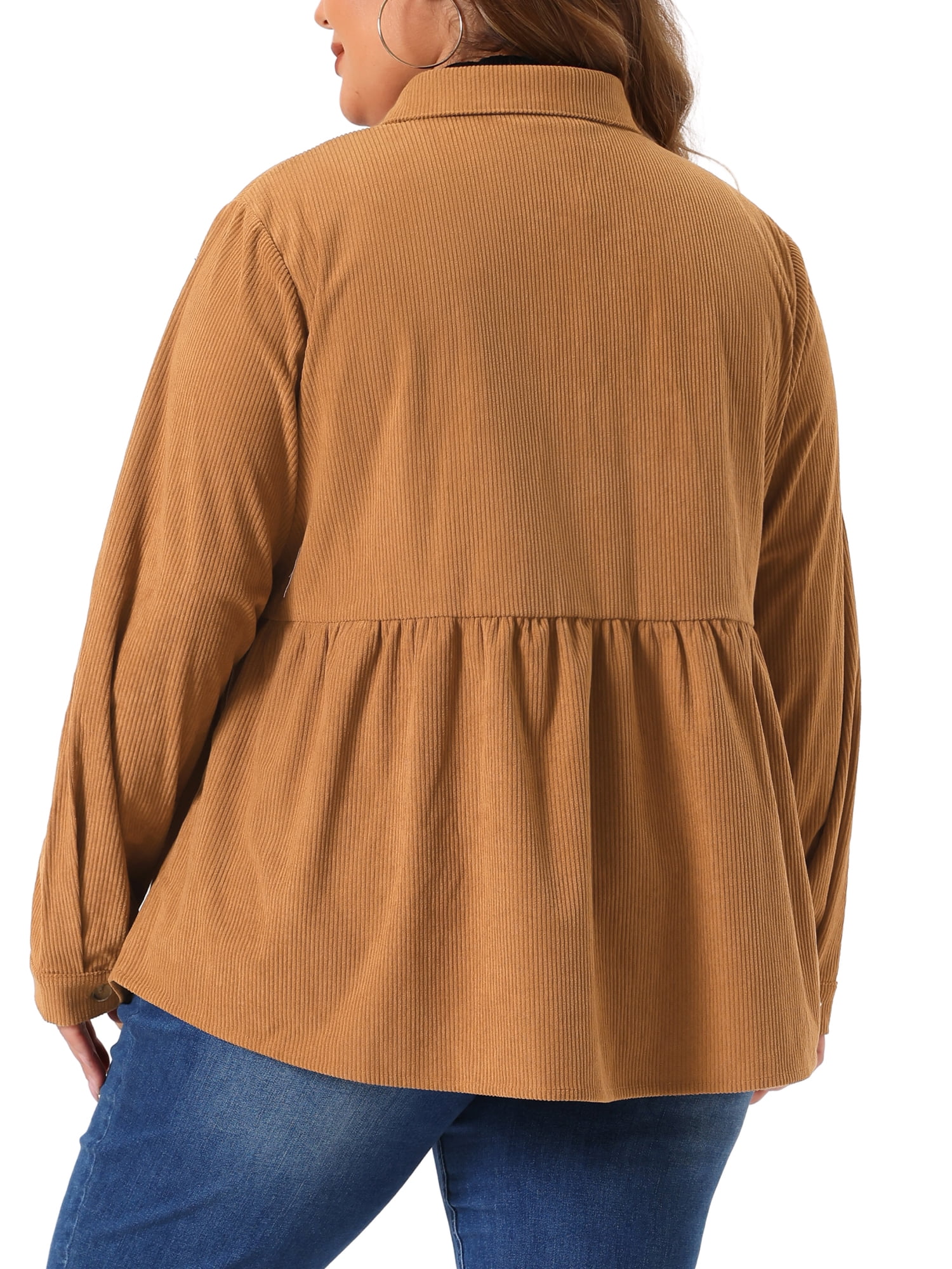 DARING DIVA Women's Plus Size Long Sleeve Button Down Blouses 1X Brown