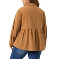 thumbnail image 4 of DARING DIVA Women's Plus Size Long Sleeve Button Down Blouses 1X Brown, 4 of 6