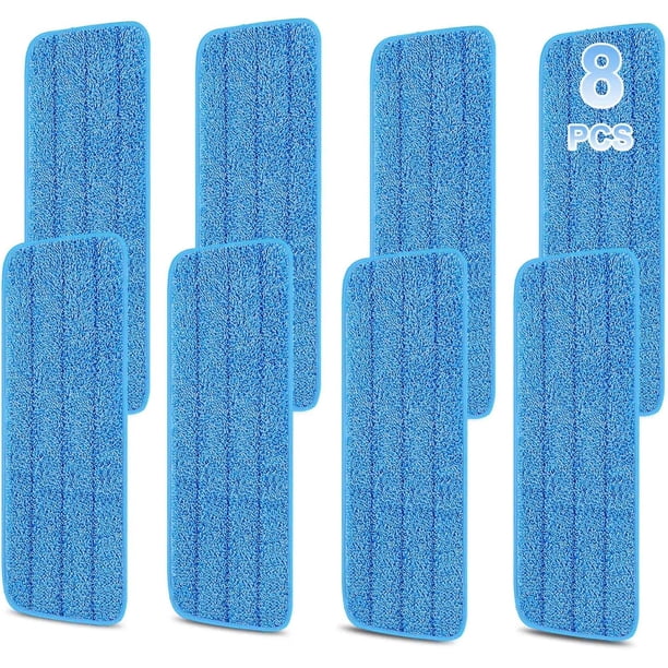 Paquete de 8 almohadillas reutilizables de microfibra de 16,5 pulgadas para fregona, cabezales de repuesto para fregona húmeda/seca, compatibles con el sistema de cuidado de pisos Bona.