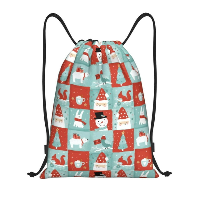 Sikiie Warm Christmas Memories Print Drawstring Backpack Drawstring Bags, Draw String Back Bag for Sports, Gym, Travel, Swimming, Beach-Small