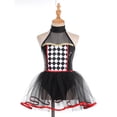 thumbnail image 3 of Yeahdor Kids Girls Clown Costume Halter Jester Dress Cosplay Party Fancy Dress Up Dance Leotard Outfit Black 16, 3 of 7