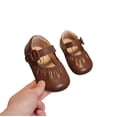 thumbnail image 5 of Unisex Kids Flats Brown | Non-Slip PU Faux Leather Round Toe Dress Shoes for Kids Girls Boys | Soft Sole for Wedding School Daily Wear,Size 8, 5 of 6