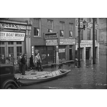 24"x36" Gallery Poster, 1936 Ohio River flood Louisville, Kentucky