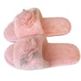 thumbnail image 6 of uublik Open Toe Fuzzy Slippers for Women Cozy Memory Foam House Shoes Soft Faux Fur Lightweight Slippers for Indoor Outdoor, Pink, 6 of 7