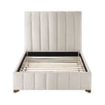 thumbnail image 3 of Kevinplus Twin/Queen Upholstered Bed Frame with Headboard, Wood Slat Support, No Box Spring Needed, White, 3 of 8