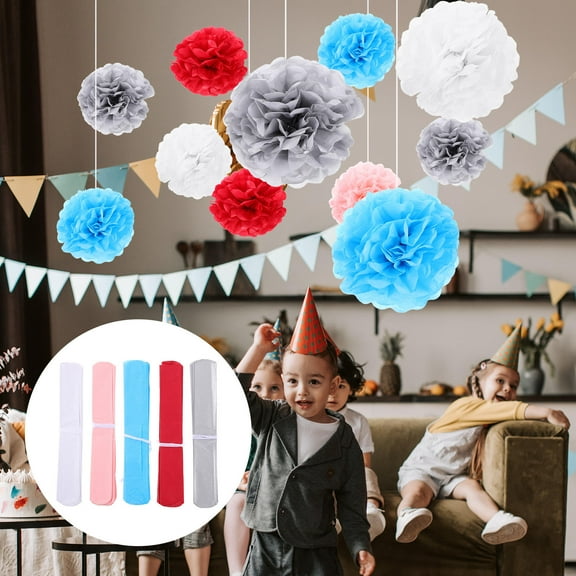 FRCOLOR 50pcs Assorted Color Paper Pom Poms Decorative Balls for Ceiling Walls Craft Paper Wedding Party