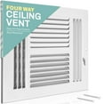 thumbnail image 2 of Ceiling Register - Air Vent Covers for Home Ceiling or Wall - 10X10 Inch (Duct Opening) 4-Way White Grille Register Cover with Adjustable Damper for HVAC Heat and Cold Air Conditioner, 2 of 9