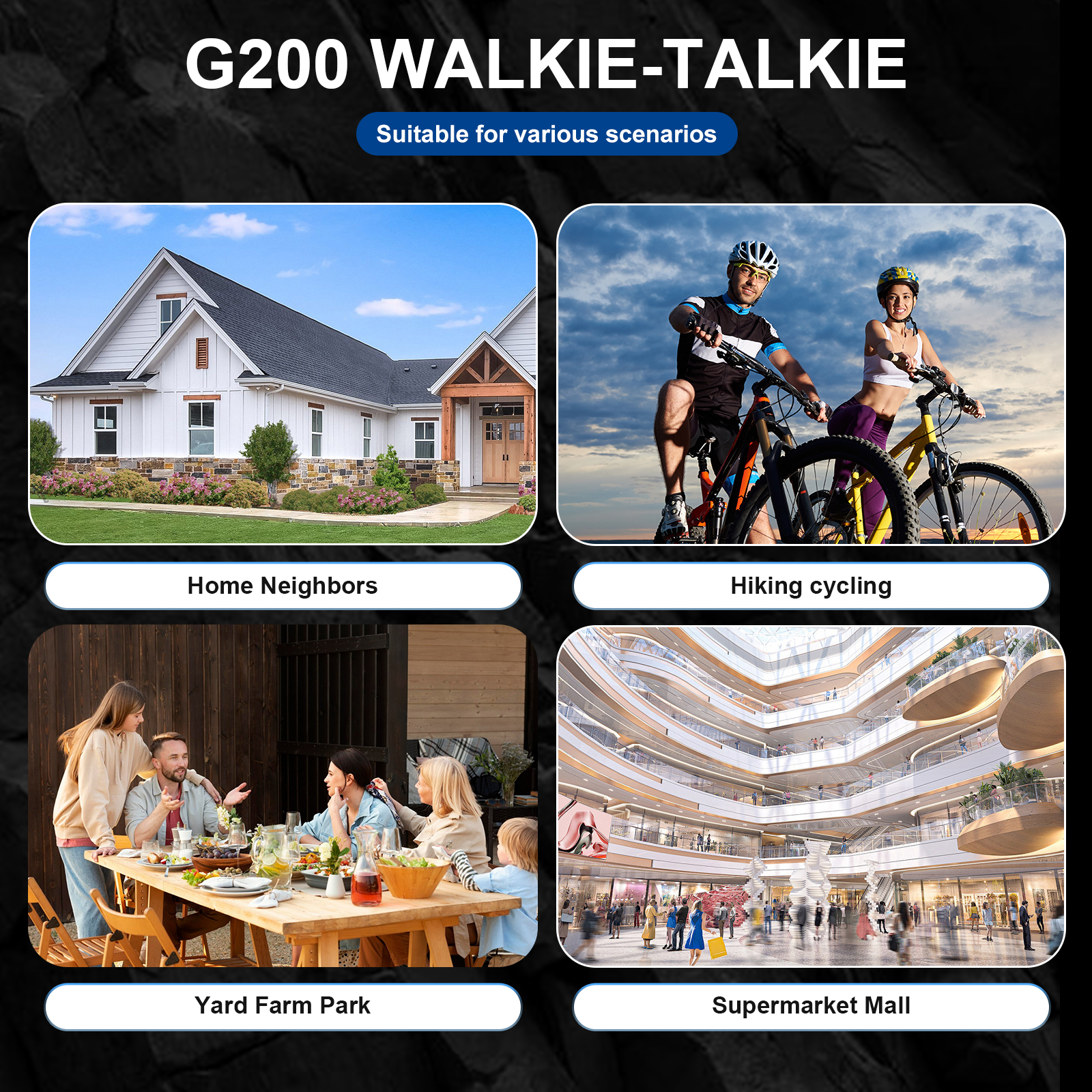 GOCOM G200 Walkie Talkies 4-Pack with Rechargeable Batteries photo 2