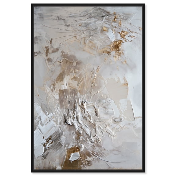 Pearl Glimmer Canvas Elegant Gold Abstract by Art Remedy, Black Frame, 10" x 15"
