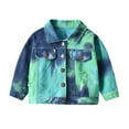 thumbnail image 2 of IBTOM CASTLE Toddler Kid Baby Boys Girls Denim Jacket Long Sleeve Button Down Jeans Coat Cowboy Overcoat Hoodie Casual Outwear 2-3 Years Green + Blue, 2 of 8