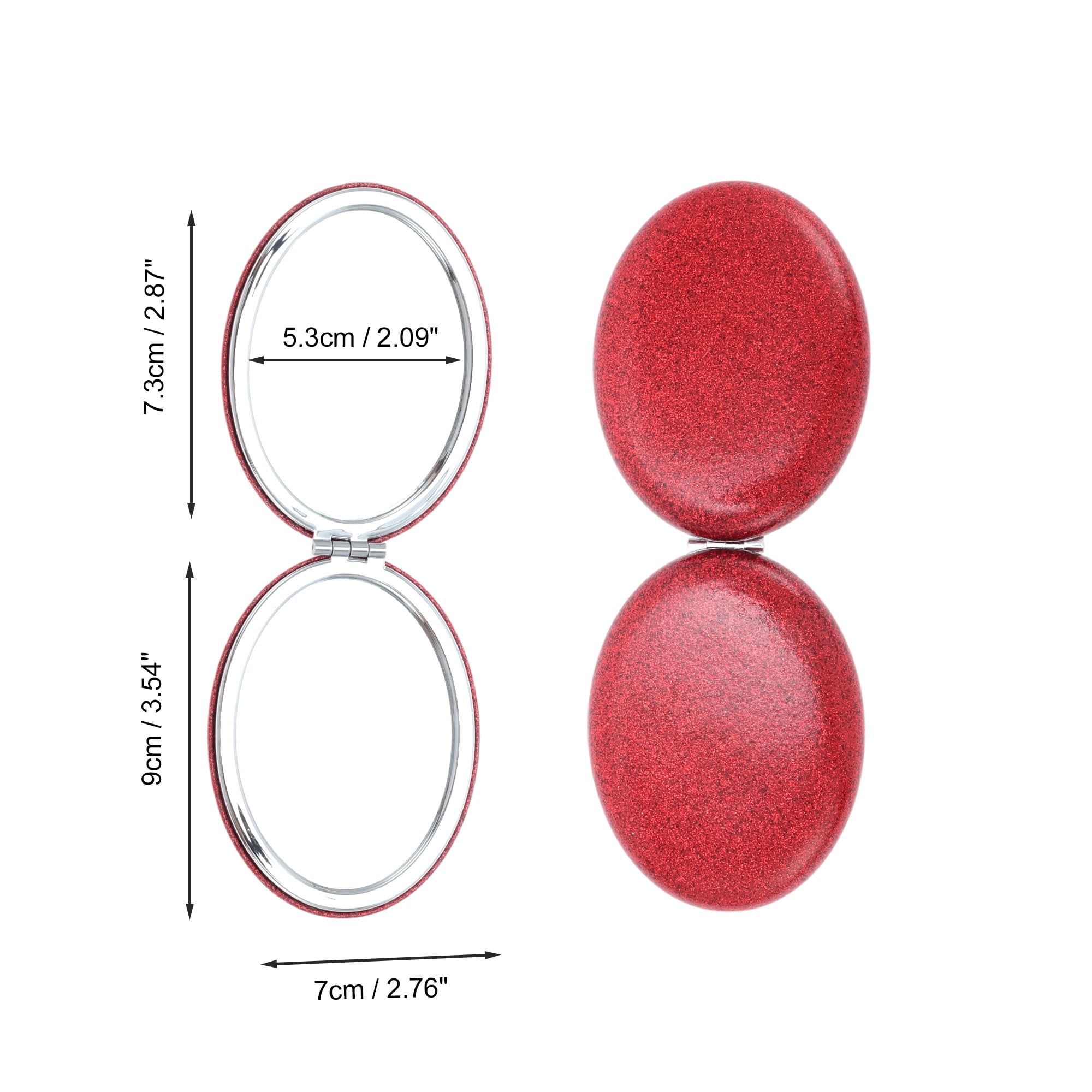 Unique Bargains Portable Oval Makeup Mirror 1 Pc Red