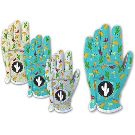 Taco Tequila Margarita Golf Gloves - Funny Men's Golf Glove 100% Cabretta Leather Left Right Hand Golfer Gag Gift Large Adult All Weather Grip