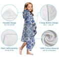 thumbnail image 7 of Blue Ethnic Floral Patchwork Pattern Hooded Bath Towel，60"x35" for Ages 3 To 12 Kids, Quick Dry Lightweight Soft Microfiber Hood Beach Towel Cover Up for Kids, 7 of 7