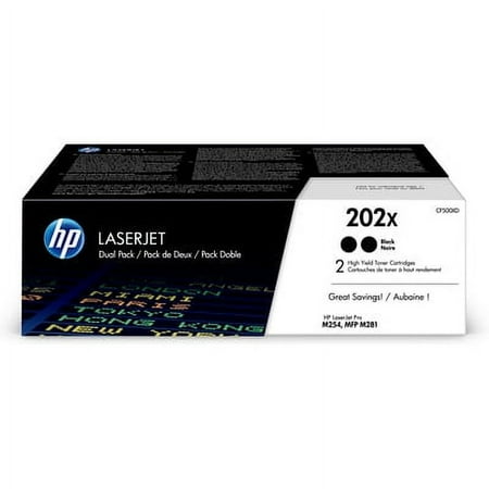 UPC: 0193808475108 | HP 202X (CF500XD) Toner Cartridges – Black High Yield (2 pack)