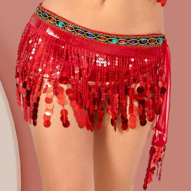 Pañuelo de Cadera para Danza Del Vientre, Falda Cruzada, Fiesta de Bodas, Música para Mujeres, Falda para Danza Del Vientre Rojo