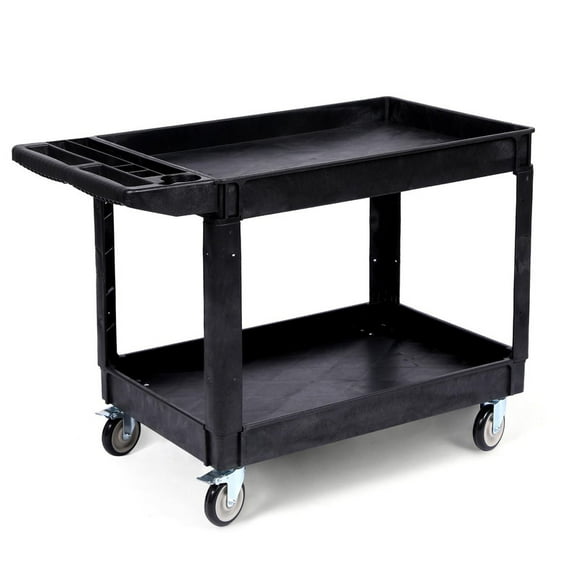 Towallmark Utility Cart, 2 Shelf Heavy Duty PP Service Cart, 550LBS Capacity With 360° Swivel Wheels Storage Handle, For Warehouse Garage Cleaning
