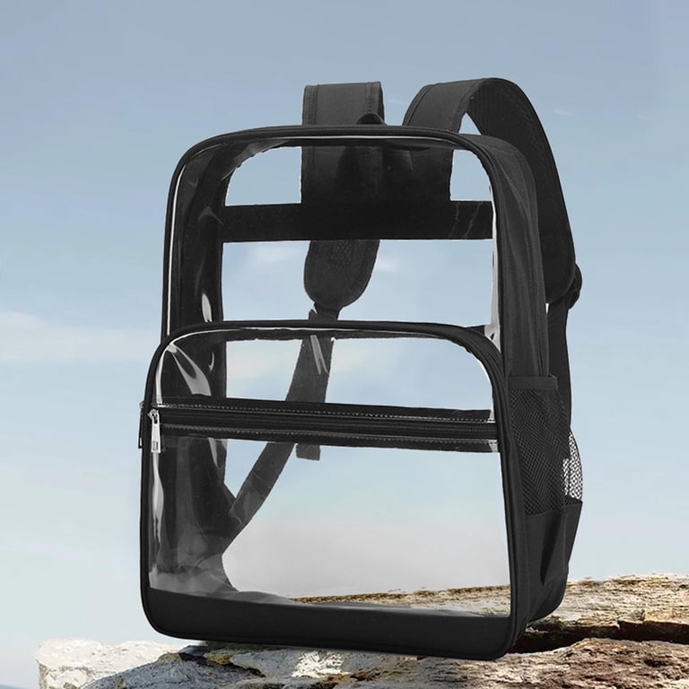 Large Clear Backpack PVC Heavy Duty Waterproof School Bookbag Heavy Duty Clear Backpack With Mesh Organizer (Large  main image 3