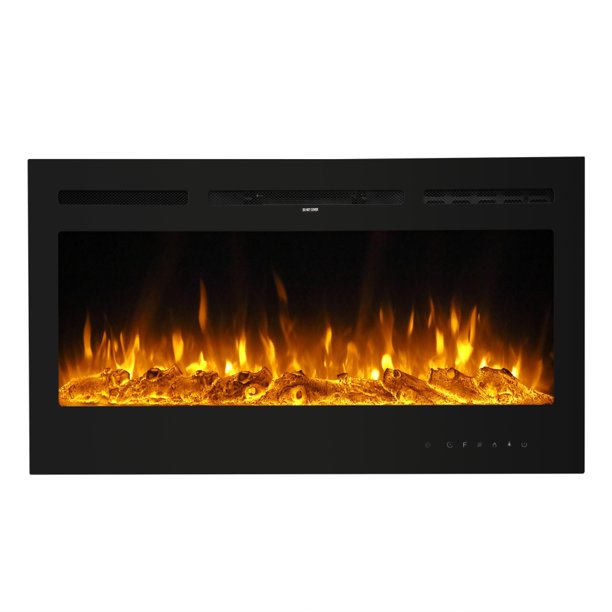 Tukinala 40 Inch Fireplace Recessed Insert And Wall Mounted Slim Electric With 750 1500 Watt Heater Adjustable Realistic 9 Color Flame Remote Control Touch Screen Com Tukinala 40 Inch Fireplace Recessed, Slim Recessed Wall Mounted Electric Fireplace