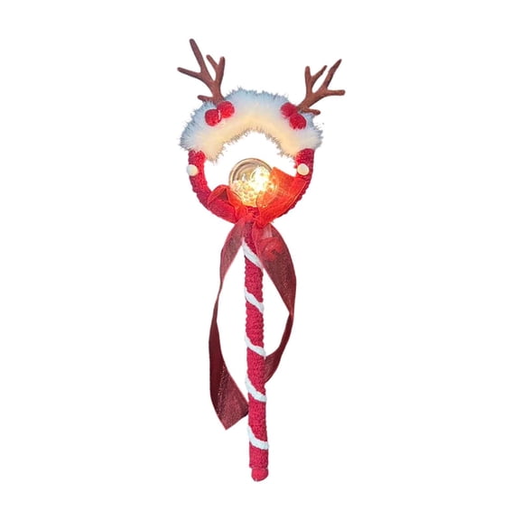 Trovenix Christmas Antler Light-Up Wand, Plush Reindeer Glow Magic Stick for Holiday Party, Xmas Costume Accessory and Kids Gift