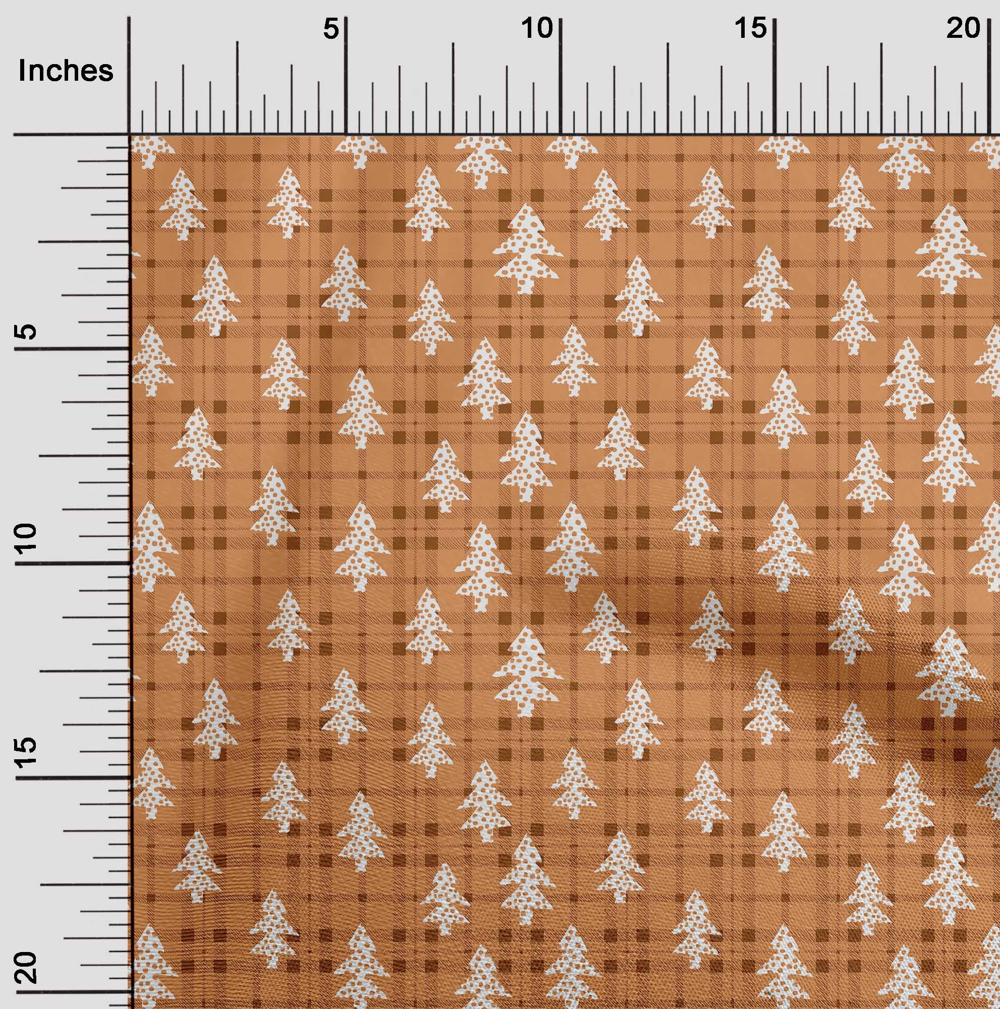 oneOone Polyester Spandex Orange Fabric Christmas Tree Sewing Material Print Fabric By The Yard 56 Inch Wide