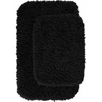 Product Image Serendipity Shaggy Nylon 2-Piece Washable Bathroom Rug Set. Product Variants Selector. Black