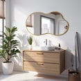 thumbnail image 2 of Antok 36"x20" Irregular Wall Mirror, Asymmetrical Metal Frame Bathroom Vanity Mirror, Gold, 2 of 7