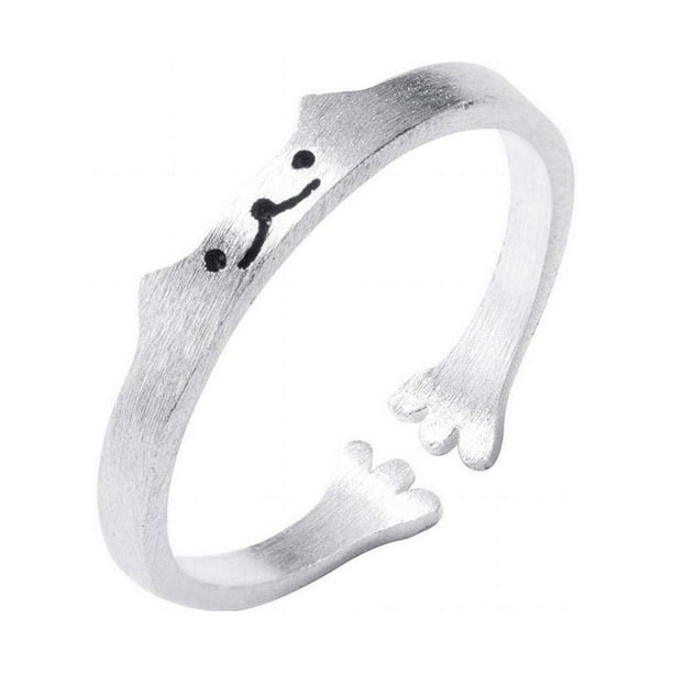 Lindo Gatito Anillo Personalidad Anillo De Dedo Simple Regalo Para Pareja Mujeres Sweethay AP007296-01
