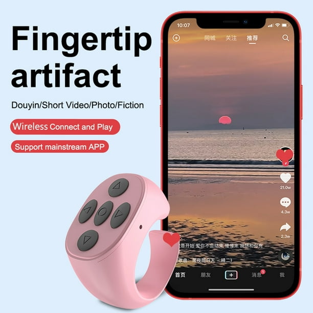 Control Remoto Inalámbrico Likrtyny Página Convirtiendo Selfie Video Compatible con Bluetooth Rosa