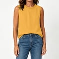 thumbnail image 6 of SSZMDLB Women Plus Size Sleeveless Ruffle Tank Tops Loose Round Neck Basic Tee Solid Boho Casual Summer Tops Vacation Holiday Outfits, Yellow 2XL, 6 of 7