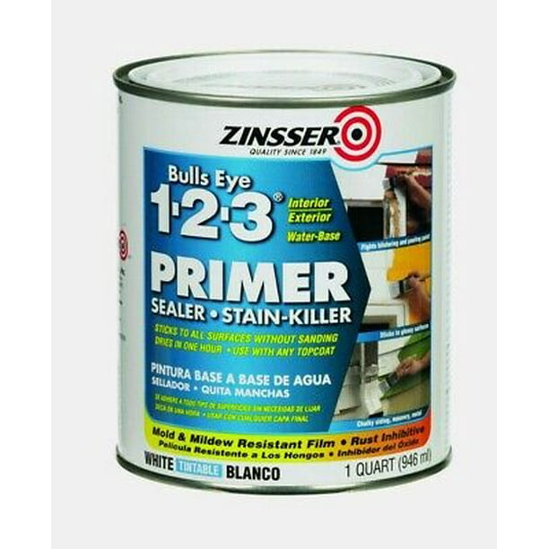 Zinsser BULLSEYE 123 PRIMER 1 qt. WHITE WaterBased Sealer Stain