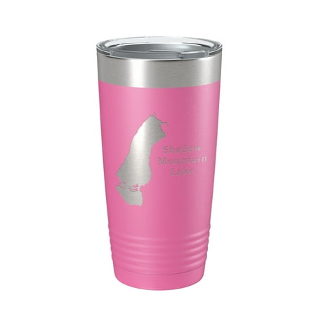 

Shadow Mountain Lake Map Tumbler Travel Mug Insulated Laser Engraved Coffee Cup Colorado 20 oz Pink